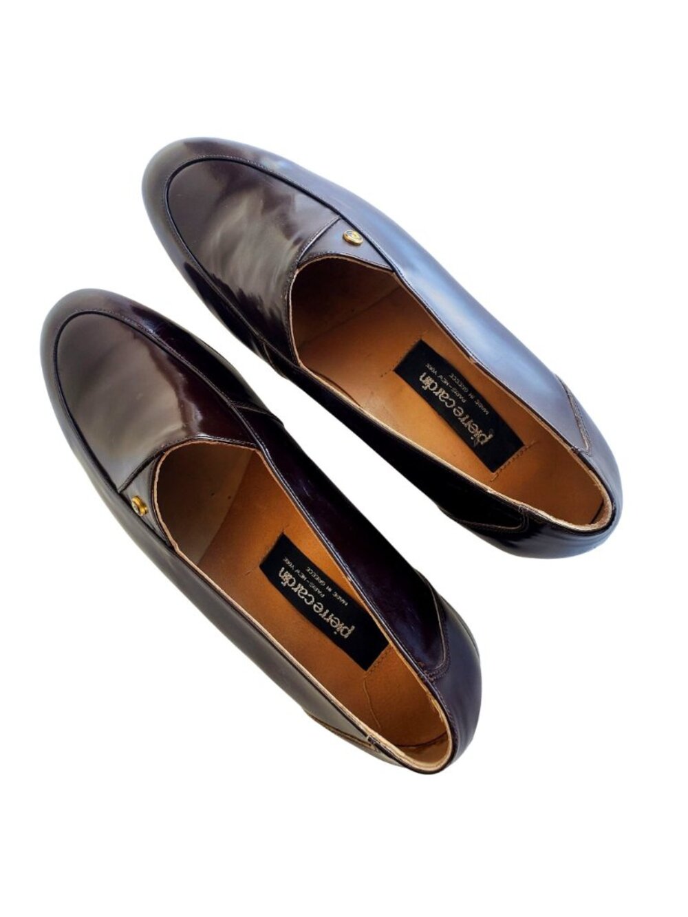 Vintage 1970s Pierre Cardin Brown Patent Leather Loafers Sz 8/9.5 - Picture 10 of 12